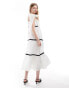 Фото #4 товара Sister Jane bow shoulder jacquard midi dress in ivory