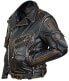 Фото #3 товара мужская куртка из натуральной воловьей кожи высокого качества из плотной кожи премиум-класса Мотоциклетная байкерская черная кожаная куртка