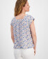 Фото #2 товара Petite Patchy Ditsy Square-Neck Flutter-Sleeve Top, Created for Macy's