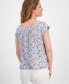 ფოტო #2 პროდუქტის Petite Patchy Ditsy Square-Neck Flutter-Sleeve Top, Created for Macy's