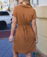 ფოტო #3 პროდუქტის Women's Espresso Collared Front Twist Back Tie Midi Beach Dress