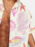 ASOS DESIGN – Kastiges Oversize-Hemd aus Leinen-Mix mit Reverskragen und Seestern-Muster
