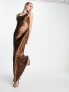 Фото #4 товара ASOS DESIGN scoop back bias cut satin maxi dress in chocolate