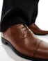 ASOS DESIGN oxford shoes in tan leather with toe cap Бежевый, UK 11 - фото #4