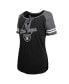 Фото #3 товара Women's Black, Silver Las Vegas Raiders Logo Lace-Up Raglan T-shirt