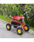 Фото #5 товара Red/Green Garden Cart Rolling Work Seat With Heavy Duty Tool Tray Gardening Planting-Red
