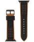 Фото #3 товара Ремешок для часов Vince Camuto Black and Brown Premium Leather с перфорированным дизайном, совместимый с Apple Watch 42/44/45/Ultra/Ultra 2