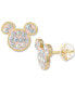 ფოტო #1 პროდუქტის Crystal Mickey Mouse Stud Earrings in 18k Gold-Plated Sterling Silver