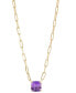 Фото #1 товара Macy's amethyst Paperclip Link 18" Pendant Necklace (1-5/8 ct. t.w.) in Gold-Plated Sterling Silver (Also in Lab-Created Ruby & Swiss Blue Topaz)