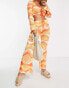 Фото #4 товара New Girl Order festival knit tie front flare trousers co-ord in orange