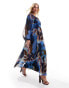 Фото #1 товара ASOS DESIGN chiffon maxi smock dress with scallop waist in purple abstract print