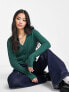 Hollister slim cropped cable knit cardigan in green