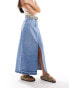 Фото #1 товара Vero Moda washed midi skirt in medium blue denim