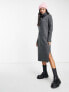 Фото #1 товара New Look knitted turtle neck midi dress in charcoal grey