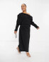 ASOS DESIGN Curve slouchy fallen shoulder midi dress in black Черный, 46 - фото #4