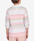 ფოტო #2 პროდუქტის Women's English Garden Stripe Split Sleeve Button Down Shirt