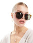 Фото #4 товара ASOS DESIGN round sunglasses in crystal brown with metal temple