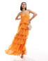 Фото #1 товара Vila tiered frill maxi cami dress in sunset orange