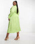 Pretty Lavish Curve wrap shirt midaxi dress in apple green