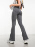 Фото #3 товара Miss Selfridge rib kickflare trouser in acid wash charcoal