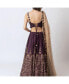 Women's Wine Raw Silk Lehenga Choli Set With A Cluster Of Multi Colored Resham Flowers And Cut Dana Embroidery