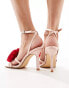 Glamorous corsage barely there heeled sandals in pink and red satin