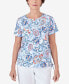 ფოტო #1 პროდუქტის Women's Drawstring Hem Jacobean Short Sleeve Tee