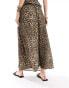 ASOS DESIGN linen leopard maxi skirt co ord