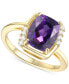 ფოტო #1 პროდუქტის Amethyst (2-1/4 ct. t.w.) & Lab-Grown White Sapphire (1/6 ct. t.w.) Statement Ring in Gold-Plated Sterling Silver