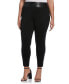 ფოტო #1 პროდუქტის Plus Size Faux Leather Trimmed Pull-On Pant