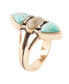 Labrador Bronze, Genuine Turquoise and Genuine Labradorite North South Ring