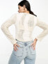 Фото #5 товара ASOS DESIGN neat fit jumper in wavy sheer and fluffy stitch in cream