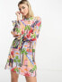Фото #2 товара Native Youth sunny town print heart cut-out smock dress in multi