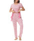 ფოტო #23 პროდუქტის Women's Printed Short Sleeve Tunic with Pant Pajama Set