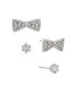 ფოტო #1 პროდუქტის Silver-Tone Cubic Zirconia Bow Earrings and Stud Earrings Set of Two Pair