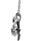 Rhodolite (1/10 ct. t.w.) & Diamond (1/10 ct. t.w.) Flower & Vine Mulan Pendant Necklace in Sterling Silver & Black Rhodium-Plate, 16" + 2" extender