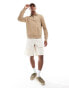 Polo Ralph Lauren icon logo loopback terry half zip rugby sweatshirt in khaki tan