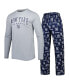 ფოტო #1 პროდუქტის Men's Navy, Gray New York Yankees Breakthrough Long Sleeve T-shirt and Pants Sleep Set