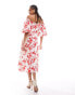 Nobody's Child Maxine bardot balloon sleeve midaxi dress in large red floral Rot geblümt, 36 - фото #3