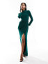 Фото #1 товара ASOS DESIGN asymmetric ruched knot maxi pencil in bottle green