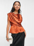 ASOS DESIGN sleeveless blouse with twist detail & v-back in chocolate