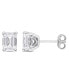 Emerald Cut Moissanite Stud Earrings 2 ct. t.w with Heart Detail in Sterling Silver