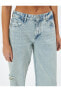 Фото #34 товара Düz Bol Paça Düşük Bel Kot Pantolon Yıpratılmış Cepli Pamuklu - Loose Straight Jeans