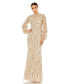 Фото #1 товара Women's Embellished High Neck Puff Sleeve Trumpet Gown