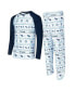 Men's White, Navy Tennessee Titans Tinsel Raglan Long Sleeve T-shirt and Pants Sleep Set