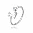 Stylish steel ring L with Click SCK183 crystal