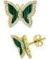 Simulated Malachite & Cubic Zirconia Butterfly Stud Earrings in 14k Gold-Plated Sterling Silver