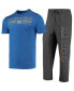 ფოტო #1 პროდუქტის Men's Heathered Charcoal, Royal Distressed Pitt Panthers Meter T-shirt and Pants Sleep Set