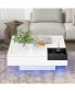 Modern Minimalist Design Square Coffee Table With Detachable Tray And Plug-In 16-Color LED