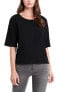 Vince Camuto Women's Elbow Sleeve French Terry Knit Top Black L